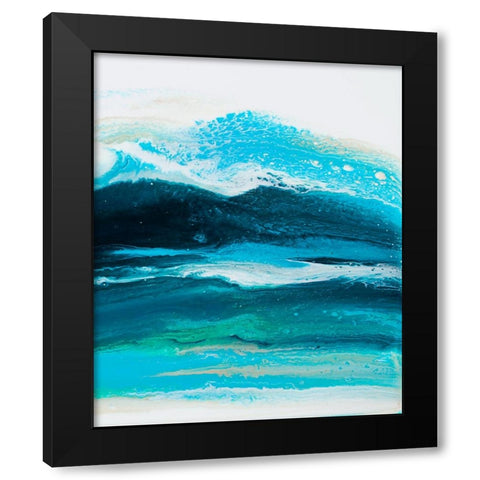 Teal Wave 1 Black Modern Wood Framed Art Print with Double Matting by Storms, Alyson