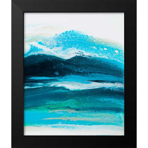 Teal Wave 1 Black Modern Wood Framed Art Print by Storms, Alyson