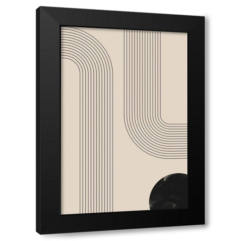 Black Minimal Line Art Black Modern Wood Framed Art Print with Double Matting by Thaitanom, Nikki