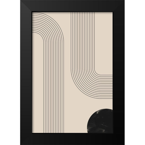 Black Minimal Line Art Black Modern Wood Framed Art Print by Thaitanom, Nikki