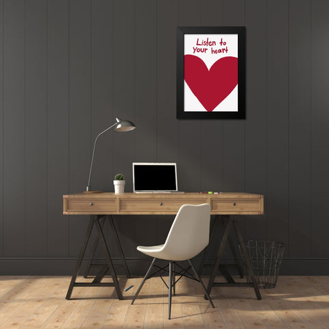 Listen To Your Heart Black Modern Wood Framed Art Print by Fritsch, Athene