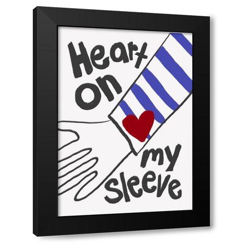 Heart On My Sleeve Black Modern Wood Framed Art Print by Fritsch, Athene