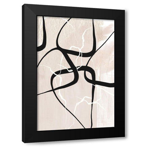 White Lines 2 Black Modern Wood Framed Art Print by Ann Moss, Sally