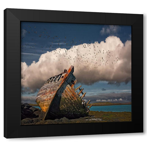 Placid Black Modern Wood Framed Art Print by H. Ingibergsson, Torsteinn