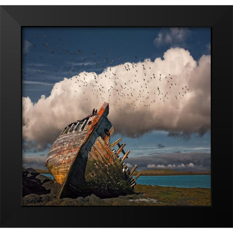 Placid Black Modern Wood Framed Art Print by H. Ingibergsson, Torsteinn