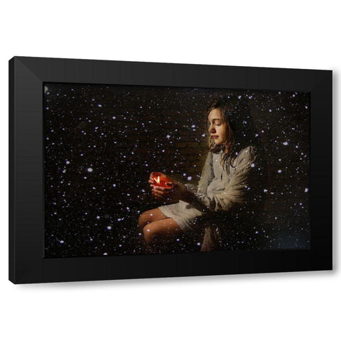 The Little Match Girl Black Modern Wood Framed Art Print with Double Matting by Weber, Kate