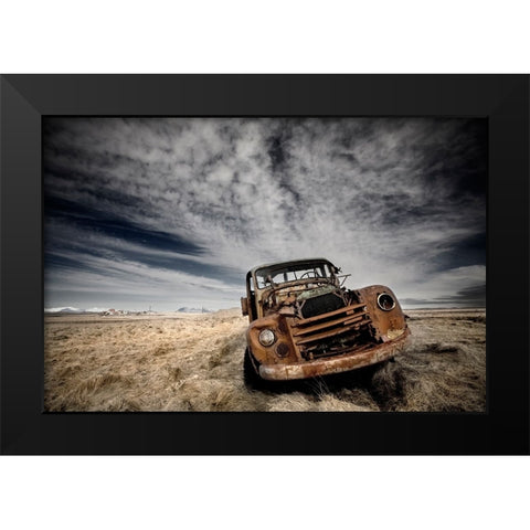 Volvo Black Modern Wood Framed Art Print by Ingibergsson, Bragi