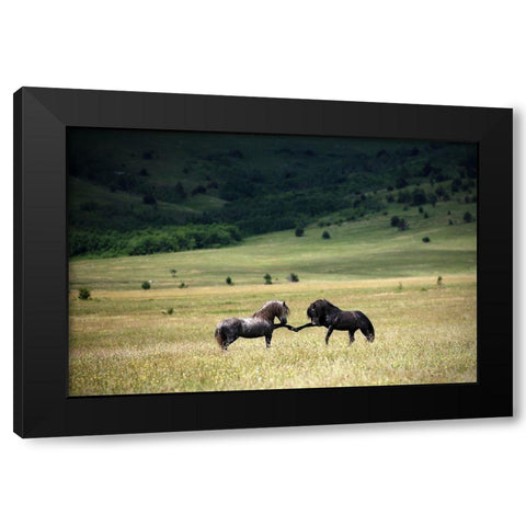 Peace Black Modern Wood Framed Art Print with Double Matting by Vidak, Vedran