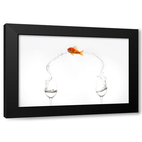 Jump! Black Modern Wood Framed Art Print with Double Matting by Beut, Jose