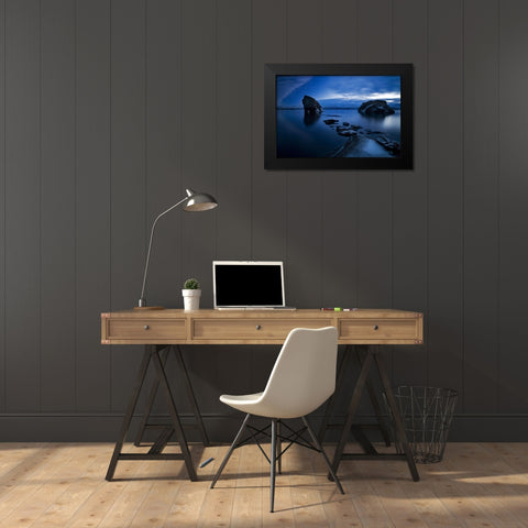 Blues Black Modern Wood Framed Art Print by Ingibergsson, Bragi