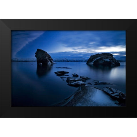 Blues Black Modern Wood Framed Art Print by Ingibergsson, Bragi