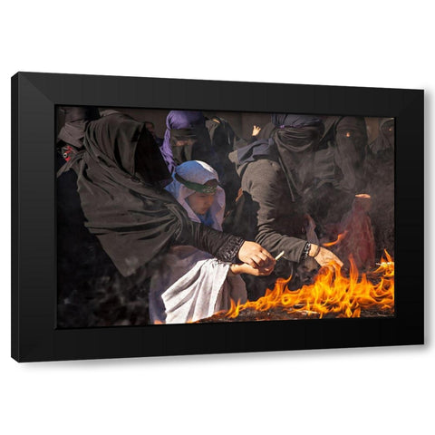 Chehel Minbari Black Modern Wood Framed Art Print with Double Matting by Momeni, Mohammadreza