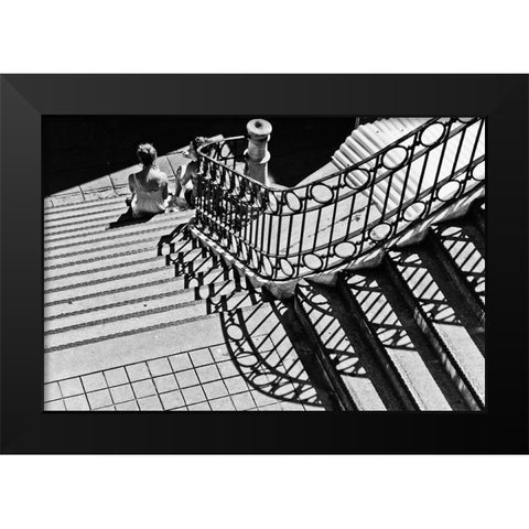 Confidential Stairs Black Modern Wood Framed Art Print by Mexia, Laura