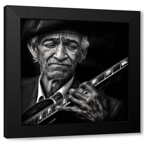 The Guitarist Black Modern Wood Framed Art Print by Flour, Piet