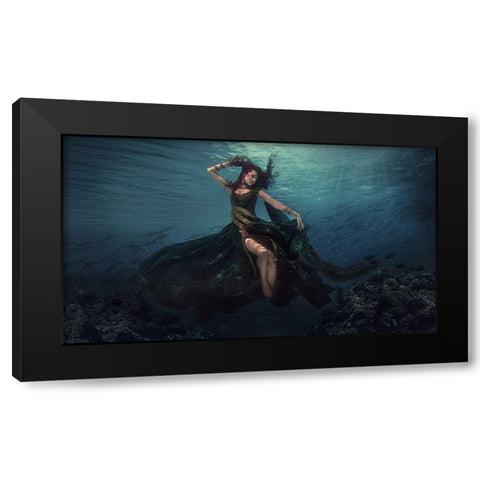Dancing In The Waves Black Modern Wood Framed Art Print by Suherman, Martha