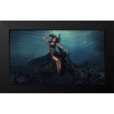 Dancing In The Waves Black Modern Wood Framed Art Print by Suherman, Martha