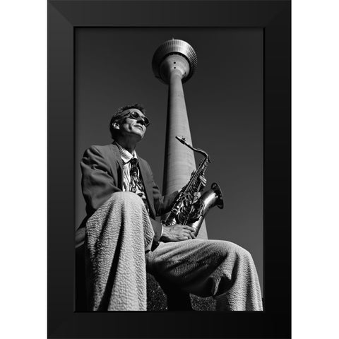 Frank M.-Saxophonist Black Modern Wood Framed Art Print by Ratzer, Klaus