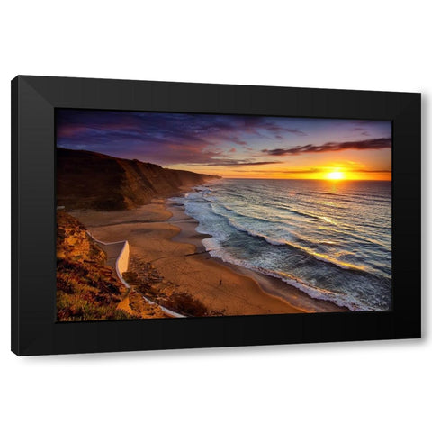 Day One Black Modern Wood Framed Art Print with Double Matting by Gomes, Paulo