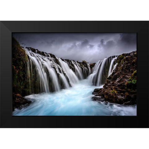 Bruarfoss Black Modern Wood Framed Art Print by Bogaerts, Sus