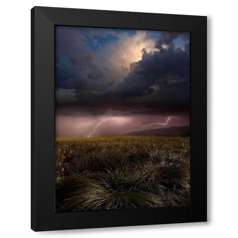 Summer Lights Black Modern Wood Framed Art Print with Double Matting by Schumacher, Nicolas
