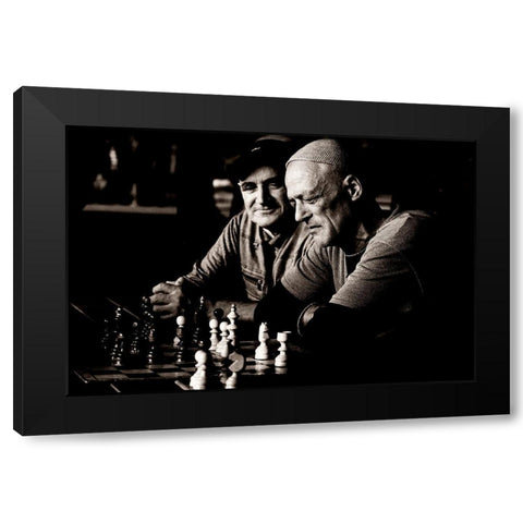 The Chess Player Black Modern Wood Framed Art Print with Double Matting by SC