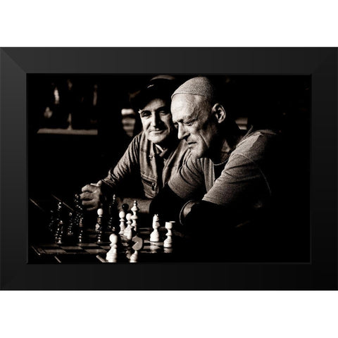 The Chess Player Black Modern Wood Framed Art Print by SC