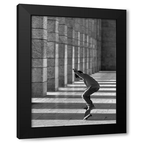 Street Dancer Black Modern Wood Framed Art Print with Double Matting by Pellegrini, Fulvio