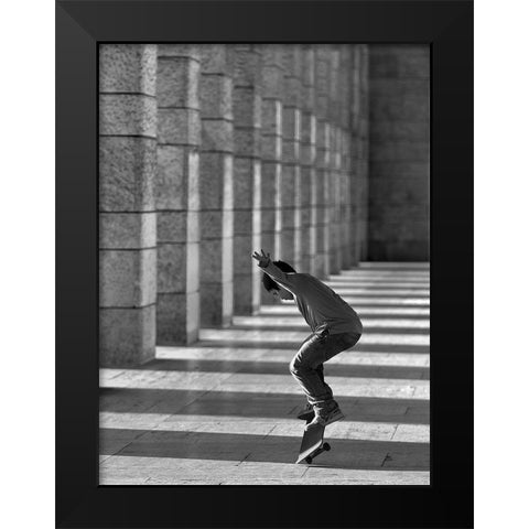 Street Dancer Black Modern Wood Framed Art Print by Pellegrini, Fulvio
