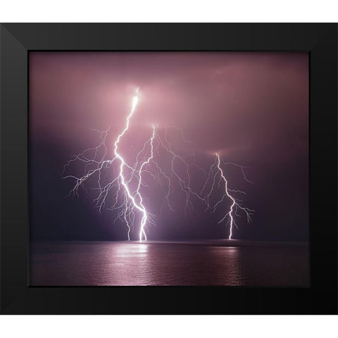 Thunderbolt Over The Sea Black Modern Wood Framed Art Print by Filippini, Nini