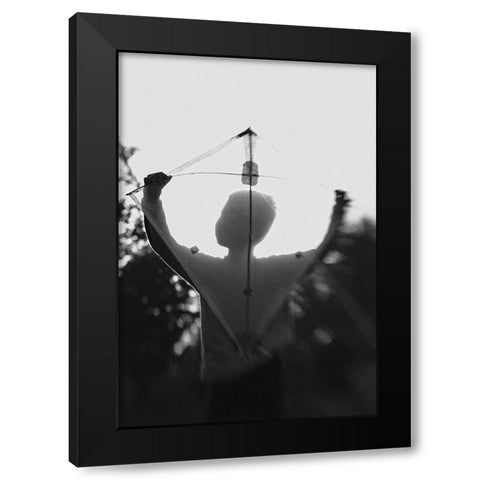 Q Play A Kite 2 Q Black Modern Wood Framed Art Print with Double Matting by Satriani, Jay
