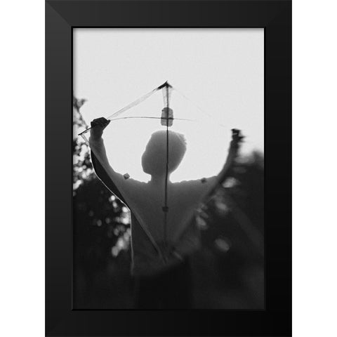 Q Play A Kite 2 Q Black Modern Wood Framed Art Print by Satriani, Jay