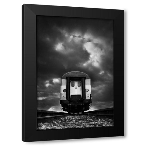 Wagon Black Modern Wood Framed Art Print with Double Matting by Pajkic, Mladjan