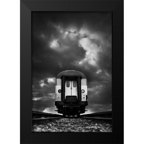 Wagon Black Modern Wood Framed Art Print by Pajkic, Mladjan