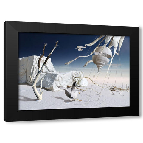 White And Blue Black Modern Wood Framed Art Print with Double Matting by Penchev, Radoslav