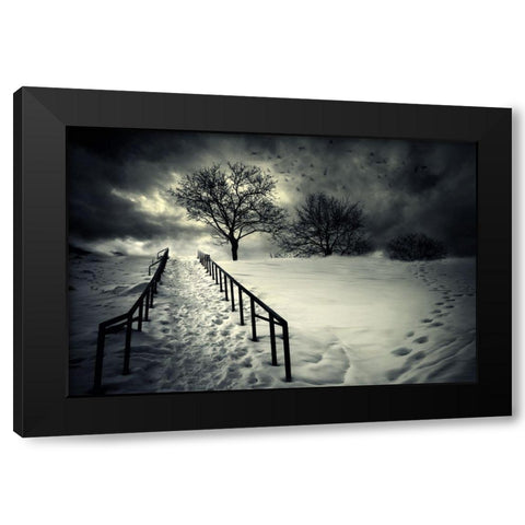 Stairs To The Sanctuary Ii Black Modern Wood Framed Art Print by David Senechal Photographie