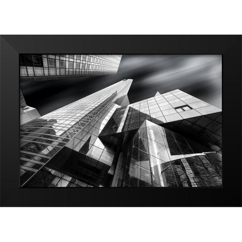 Glass City Black Modern Wood Framed Art Print by M. Garcia, Jesus
