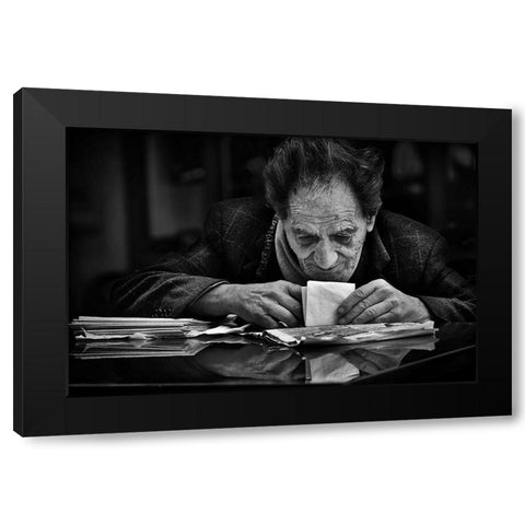 A Little Secret... Black Modern Wood Framed Art Print with Double Matting by Grambone, Antonio