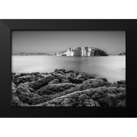 The Shipwreck Black Modern Wood Framed Art Print by Pergioudakis, Manos