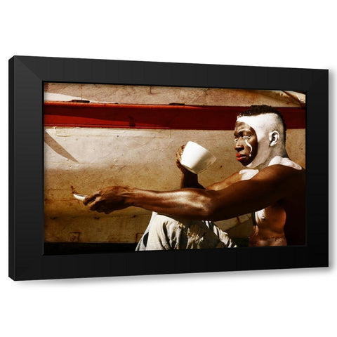 A  MimeS Breakfast Black Modern Wood Framed Art Print by Mest, Olga