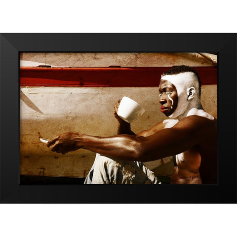 A  MimeS Breakfast Black Modern Wood Framed Art Print by Mest, Olga