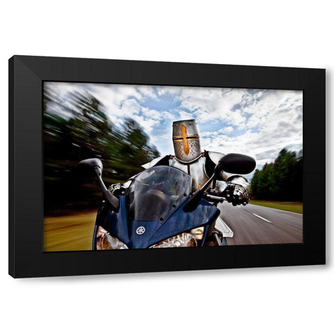 Knight Rider Black Modern Wood Framed Art Print with Double Matting by Kiciak, Christophe