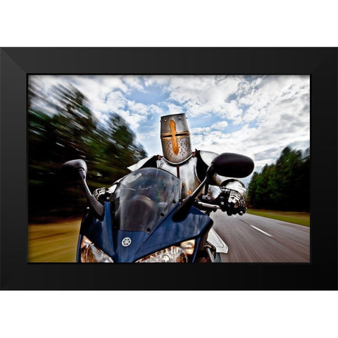 Knight Rider Black Modern Wood Framed Art Print by Kiciak, Christophe