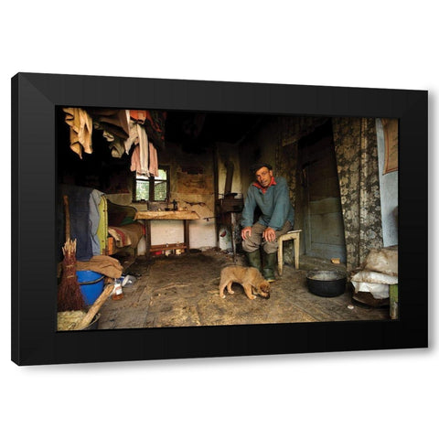 Doi Baieti (Two Boys) Black Modern Wood Framed Art Print with Double Matting by Dumitrescu, Vlad