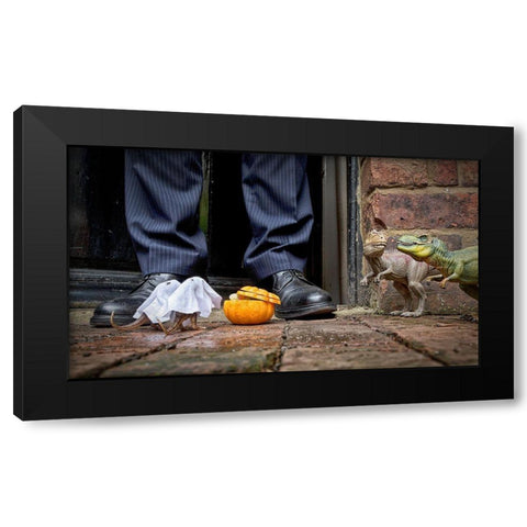 Trick Or Treat - Roary A Sid Took Waif A Stray Out Trick Or Treating As A Distraction Tactic Black Modern Wood Framed Art Print by Brooke, Sarah