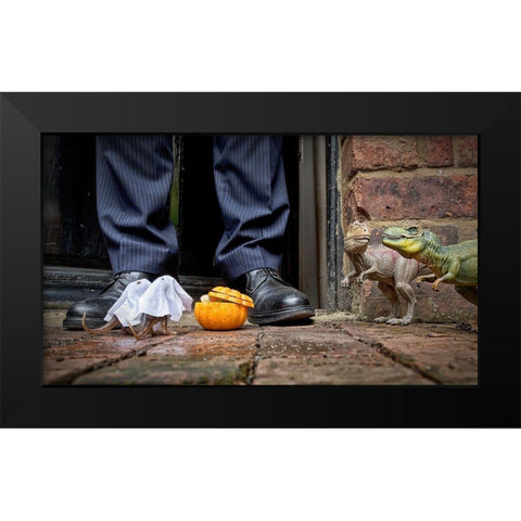 Trick Or Treat - Roary A Sid Took Waif A Stray Out Trick Or Treating As A Distraction Tactic Black Modern Wood Framed Art Print by Brooke, Sarah