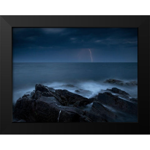 Storm Over A?Resund Black Modern Wood Framed Art Print by Edman, Andreas