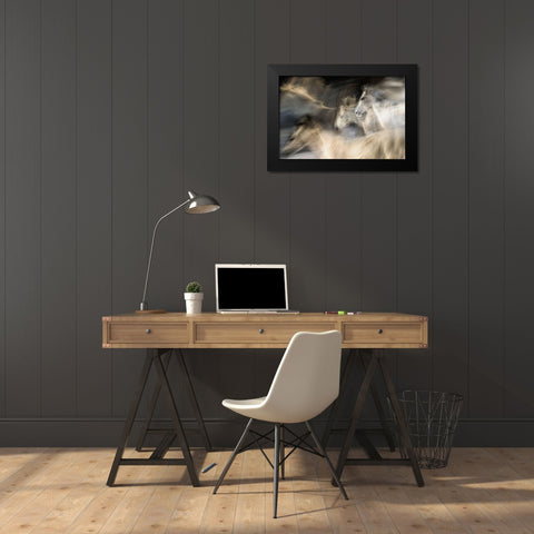 In Motion Black Modern Wood Framed Art Print by Malovrh, Milan