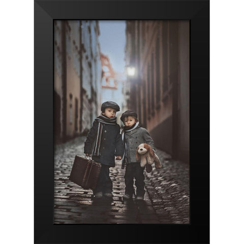 Les Misacrables Black Modern Wood Framed Art Print by Tomsickova, Tatyana