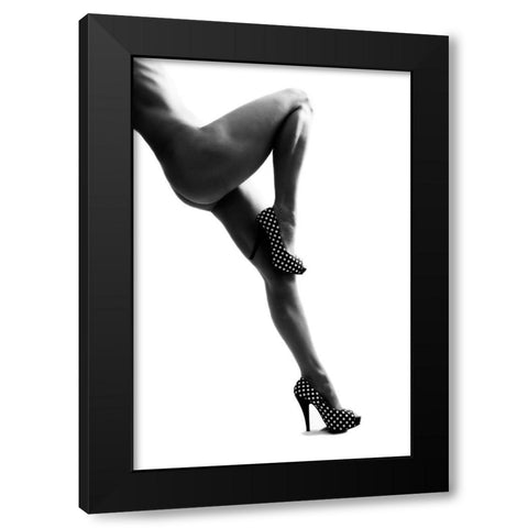 Polka Dots Black Modern Wood Framed Art Print with Double Matting by Peeters, Bart