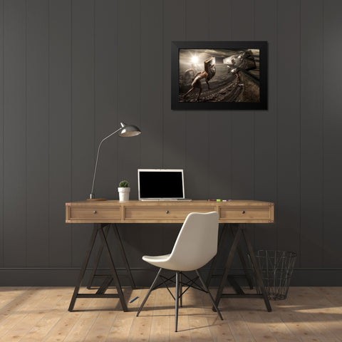 Another Brick Black Modern Wood Framed Art Print by Kiciak, Christophe